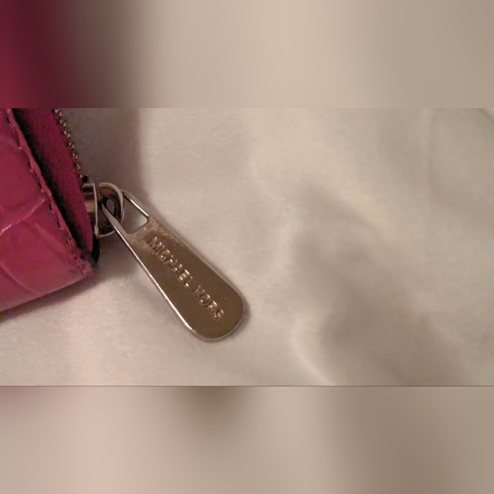 Michael Kors Pink Croc-Embossed Zip Wallet - Picture 8 of 16